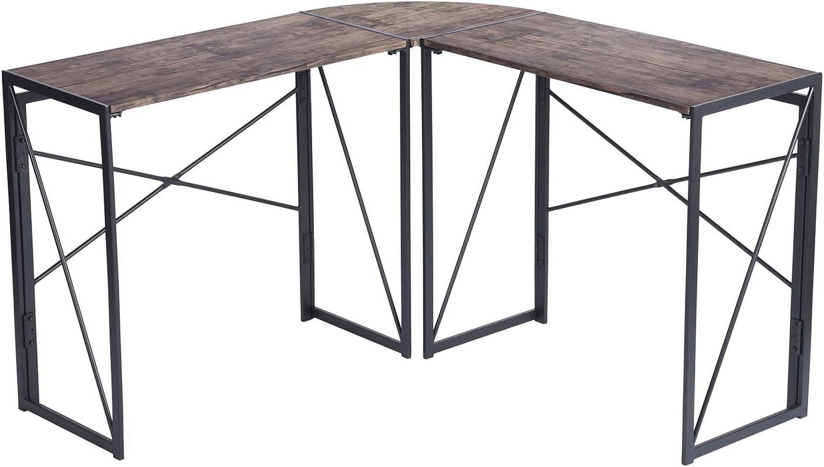 55" LShaped Industrial Style Folding Table Wooden Corner PC Laptop