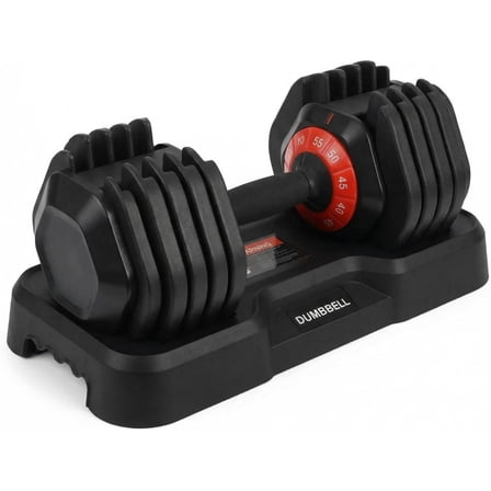 55 LB Adjustable Dumbbell Set | 10-in-1 Free Weight Dumbbells with Fast & Easy 1-Hand Adjust & Anti-Slip Metal Handle | for Men & Women Home Gym Full Body Workout Equipment
