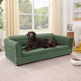 thumbnail image 1 of 55" Large Elevated Dog Couch with Armrests and Tufted Backrest, Dog Sofa for Small/Medium/ Large Dogs, Upholstered Loveseat Pet Bed with Nailhead Trim, 1 of 9