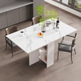 thumbnail image 1 of 55" Large Space Saving Folding Dining Table with Marble Pattern Top, 1 of 8