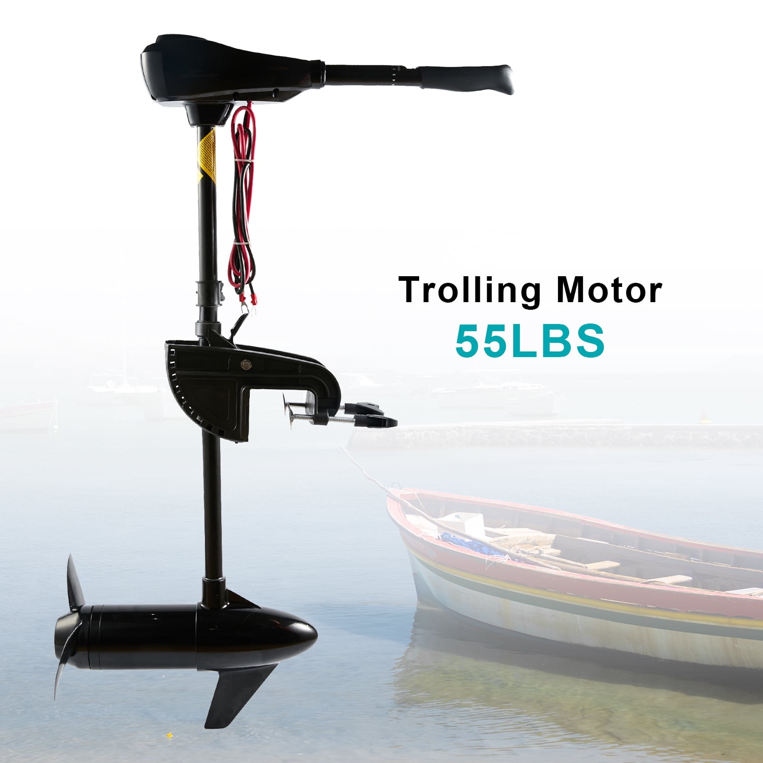50lbs Thrust Electric Trolling Motor for Fishing Boats Freshwater and Saltwater Use, Size: 12V 50lbs, Black