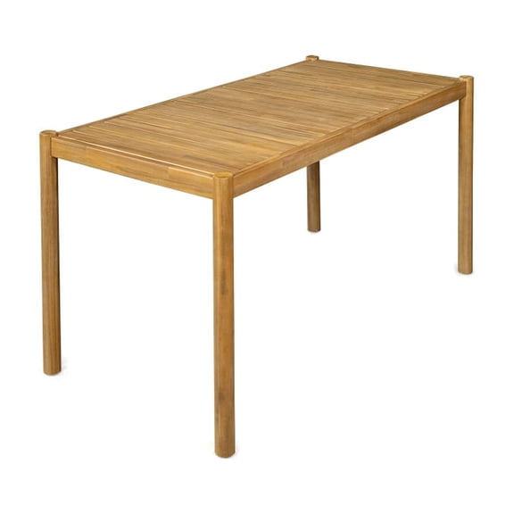 55" Light Teak Acacia Wood Rectangular Outdoor Dining Table