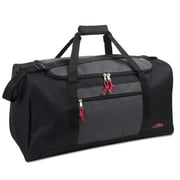 24 Inch 55 Liter Weekender Overnight Duffel Shoulder Bag for Men, Women, Teens, Gym, Travel, Sports and Recreation in Black, Charcoal Gray & Red