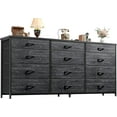 thumbnail image 1 of 55" Long Dresser for Bedroom with 12 Fabric Drawers, Entertainment Center for 60 inch TV Dressers & Chests of Drawers Large Storage Organizer for Closet, Living Room, Metal Frame, Wood Top, Black, 1 of 16