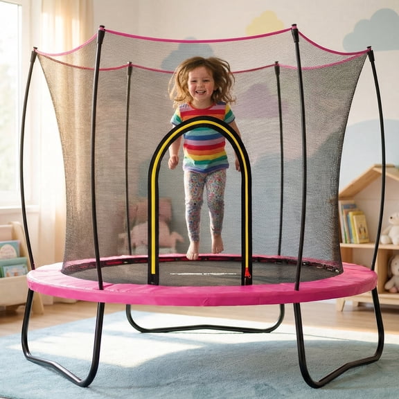 55" Toddler Trampoline for Kids, SHINPT Mini Trampoline for Toddlers 3-8, Outdoor Trampoline with Net for Indoor/Outdoor, Kids Trampoline with No Gap Design, Outdoor Trampoline for Backyard, Lawn
