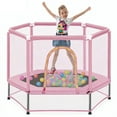 thumbnail image 1 of 55" Mini Trampoline with Safety Enclosure Net, SEGMART Indoor Outdoor Toddler Trampoline with No-Gap Design, Small Trampoline for Kids, Kids Trampoline with Balls, Birthday Gift, 1 of 6