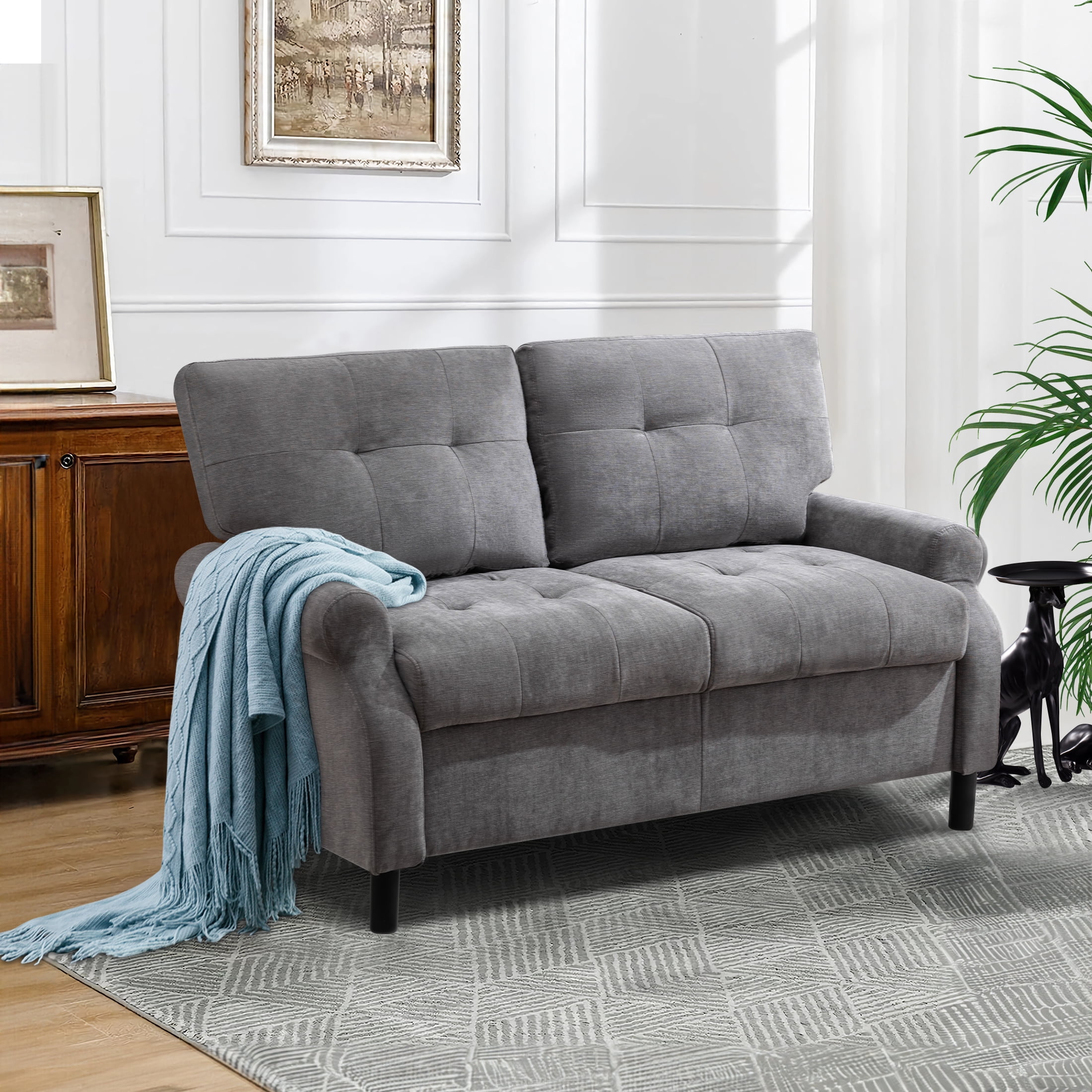 55" Modern Loveseat Sofa with Removable Back, Grey