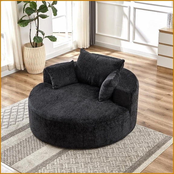 55'' Modern Single Chenille Sofa | Cushion Back | Square Arms | No Assembly Required Perfect for Living Room, Bedroom, Lounge