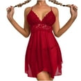 thumbnail image 1 of Up to 55% off !Npasoilc Nightgowns for Women Sleeveless V Neck See-Through Mesh Lace Patchwork Suspender Nightdress Solid Color Lingerie Backless Homedress Pajama, 1 of 7