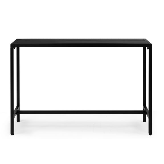 55" Outdoor Bar Table with Adjustable Feet, Rectangle Narrow Counter Height Table, Ideal Bar Height Table for Balcony Patio Garden Yard Poolside, Black