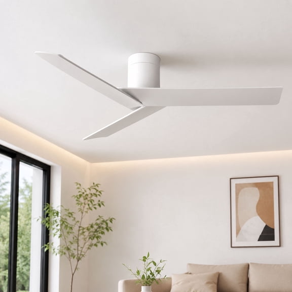 55" Outdoor Ceiling Fans for Patios Waterproof No Light, Wet Rated ABS 3-Blade Large Airflow Modern Low Profile Fans for Porch Kitchen