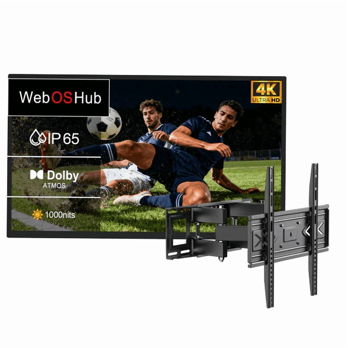 55" Outdoor TV, 4K UHD Smart TV, 1000nits High Brightness IP65 Waterproof, Suitable For Partial Sun, Patio Built-in Voice Assistant & Dolby Atmos