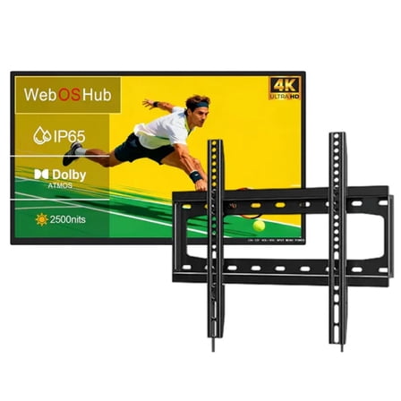 55'' Outdoor Smart TV, 4K UHD Smart TV 2500nits High Brightness TV, IP65 Waterproof with Dolby Atmos, Voice Assistant Remote, Chromecast for Full Sun