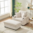 thumbnail image 1 of 55" Oversized Chaise Lounge Chair with Charging Station and Storage Ottoman, Comfy Corduroy Sleeper Chair with Cup Holder and Mobile Phone Stand, Reclining Chair for Living Room, Apartment, Beige, 1 of 9