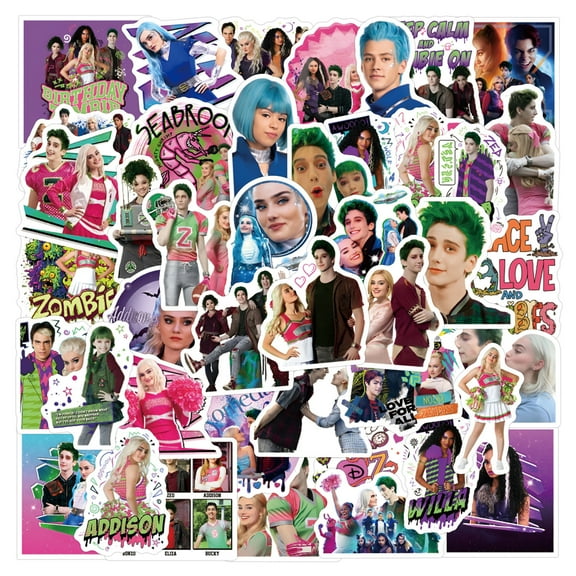 55 PCS For Zombies Cartoon Water Bottle Waterproof Vinyl Laptop Stickers, Suitable for Phone,Computer,Cars,Water Bottles for Adults Teens