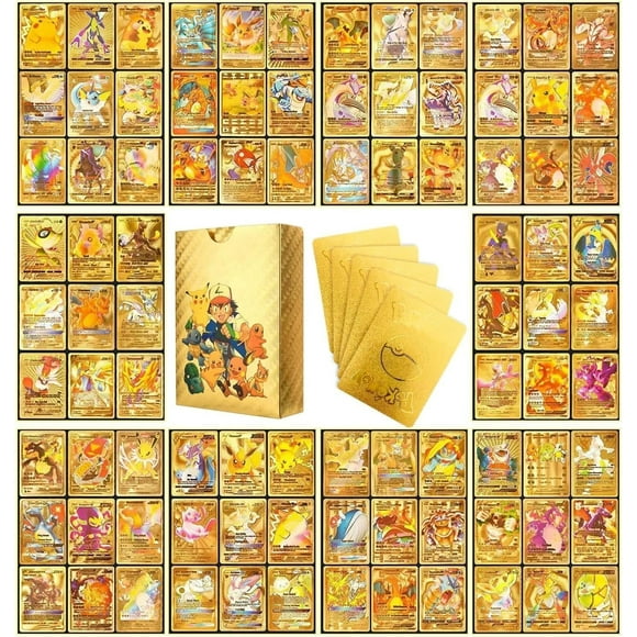 55 PCS Gold Rainbow Gold Cards Packs Rare Golden Cards, Deck Box Gold Foil Card for FansKidsCollectors Gifts, Gifts for Kids