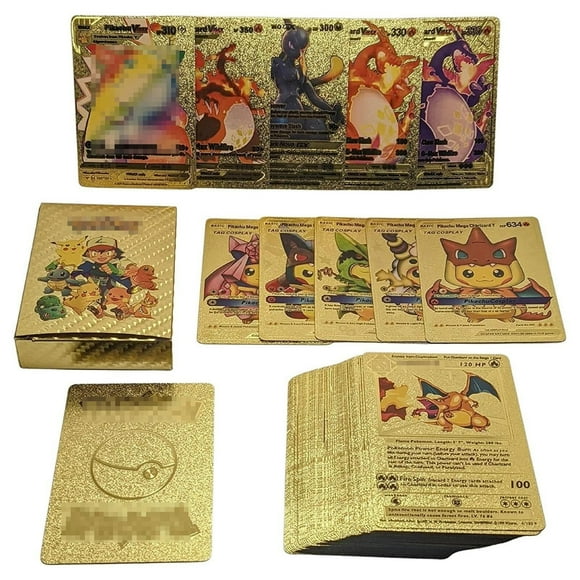 55 PCS Gold Rainbow Gold Cards Packs Rare Golden Cards, Deck Box Gold Foil Card for FansKidsCollectors Gifts, Gifts for Kids