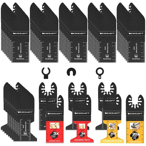 55 PCS Multitool Blades, Professional Universal Titanium Oscillating Tool Blade for Metal Wood Plastic, Japanese Teeth Fast Cutting Oscillating Saw Blades Fit Dewalt Milwaukee Ryobi Fein