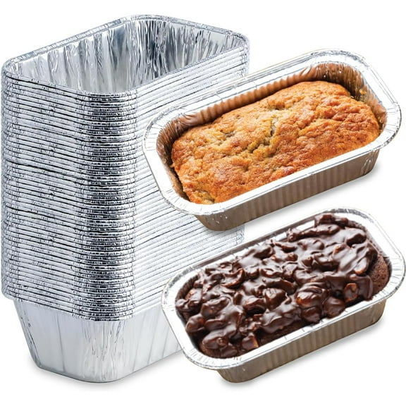 55 Pack) 1LB Mini Foil Loaf Pans - 1 Pound Disposable Aluminum Baking Pans for Individual Bread, Cake, Meatloaf - Small Loaf Pans with Liners, Small Bread Tins 6 x 3.5 x 2