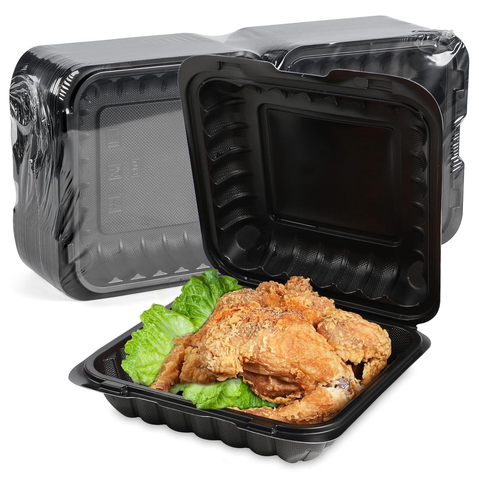 55 Pack 8x8 34oz Meal Prep Containers, Shrink Wrapped Polypropylene ...