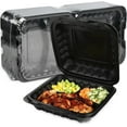55Pack Clamshell Food Containers with Lids 34oz Black Plastic To Go