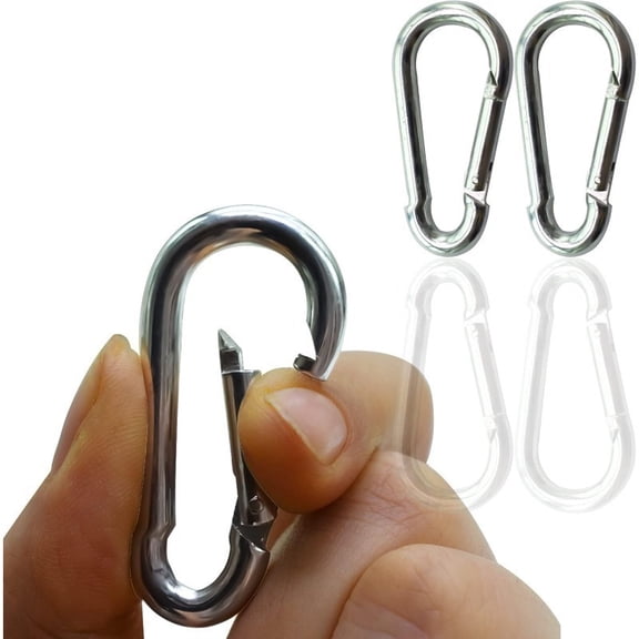 55-Pack Heavy-Duty Stainless Steel Spring-Loaded Carabiner Clips for Secure Attachment of Backpacks, Hammocks, Camping Gear, Swings, and Various Outdoor Sports Equipment