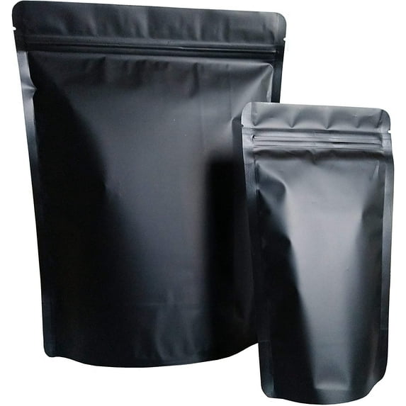 55 Pack Mylar Bags Food Storage Bags Medium (M) 50 Pack 6X8.5 Inch Plus 5 Pack 9.4X13.4 Inch Matte Black Zipper Stand Up Resealable Airtight Pouches Smell Proof Bags Foil Bags (55, 6x8.5-9.5x13.5BB)