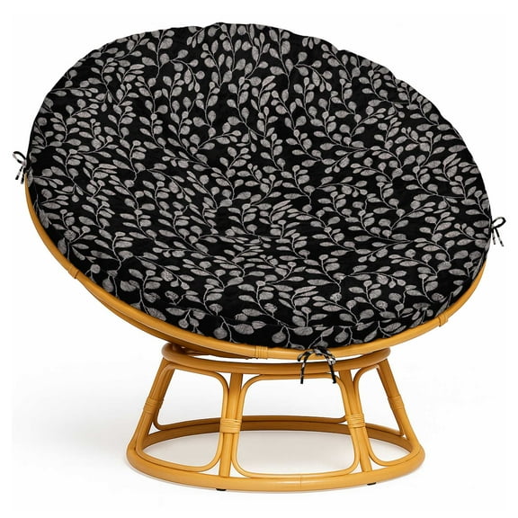 55" Papasan Chair Cushion Cover by Vargottam - Waterproof, UV Resistant & Easy to Clean - Fits 50-55 Inch Cushions - Leaves Print