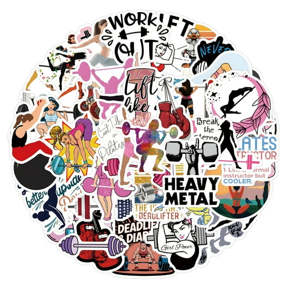 55 Pcs Fitness Stickers for Water Bottles Workout Stickers Waterproof Running Stickers Decal Gifts for Teens Adult Laptop Phone Skateboard Luggage