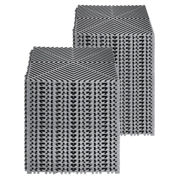 55 Pcs Splicing Drainage Mats, 12x12 Non-Slip Shower Floor Tiles, Grey PP for Outdoor Use