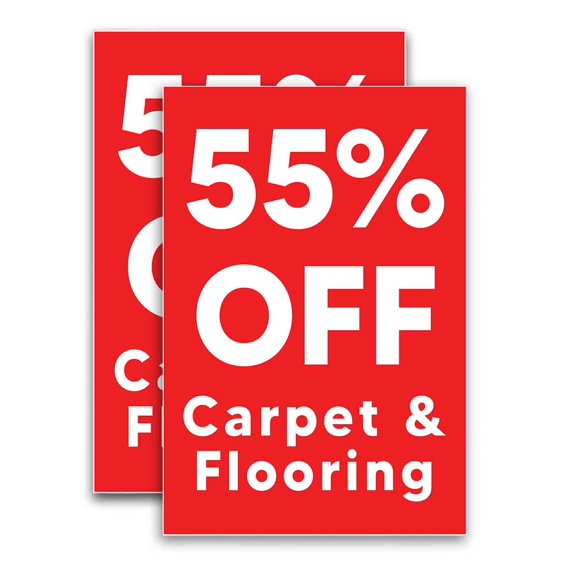 55 Percent Off Carpet and Flooring (24" X 36") Vinyl Decal Only (Pack of 2) |Sign|Sticker|Poster