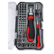 Apollo Tools 55 Piece Metric Tool Set with Ratcheting Bit Driver, Precision Bit Driver and Bit Assortment - DT5024