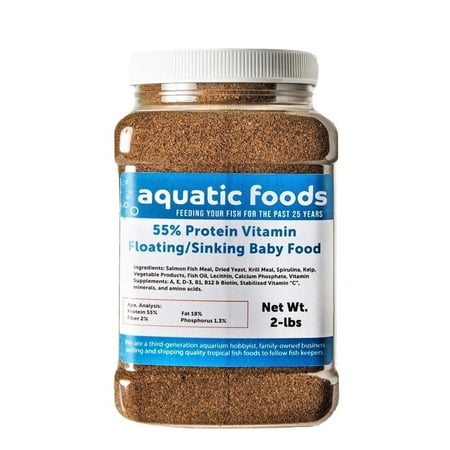55% Protein Vitamin Rich Floating/Sinking Fry & Community Tropical Fish Food...2-lb Med Jar