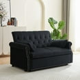 thumbnail image 1 of 55" Pull Out Sleeper Sofa Bed,3 in 1 Convertible Sleeper Loveseat Couch Modern 2 Seater Velvet Sofa Bed with Adjustable Backrest and Lumbar Pillows for Apartment Office Living Room,Black, 1 of 7