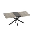 thumbnail image 1 of 55" Rectangular Dining Table, Modern Retro Expandable Kitchen Table with Black Center Plate and Metal Base, Wood Control Desk for Living Room, Dining Room, Kitchen, Grey, 1 of 9