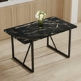 thumbnail image 1 of 55.1" x 31.4"x 29.9" Rustic Industrial Dining Table for 6 with 1.5" Thick Wood Tabletop and Black Metal Legs, Rectangular Farmhouse Table for Kitchen, Dining and Living Room, Black, 1 of 9