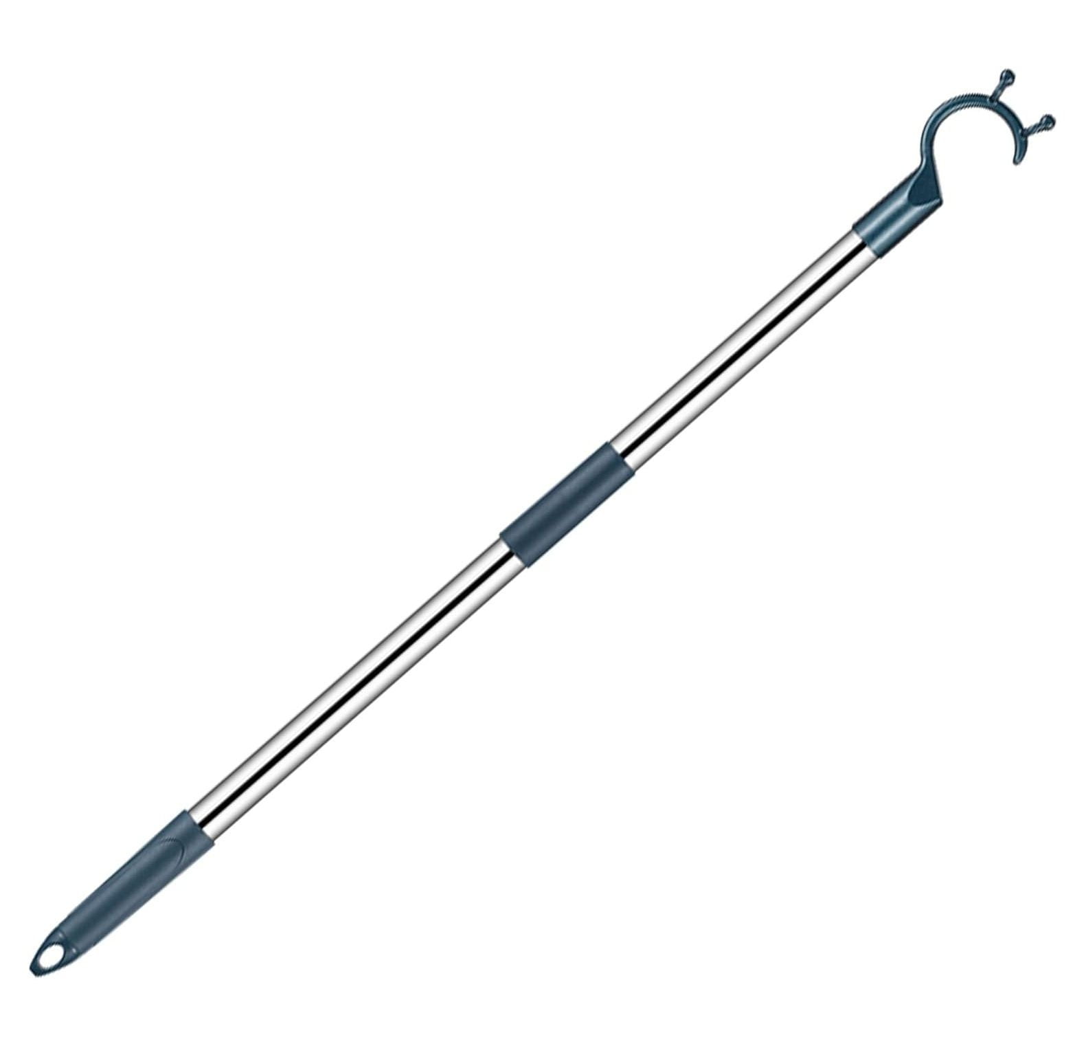 55'' Retractable Reach Sticks Extend Utility Pole Hook Adjustable Long Reach  Stick for Closet/Ceiling/Shelf, Blue 