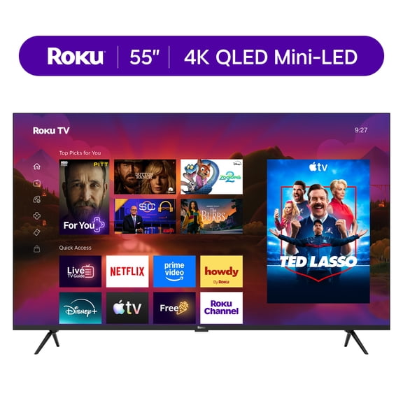 Roku Smart TV 2025 55-Inch Plus Series, 4K QLED Mini-LED TV Roku TV with Enhanced Voice Remote
