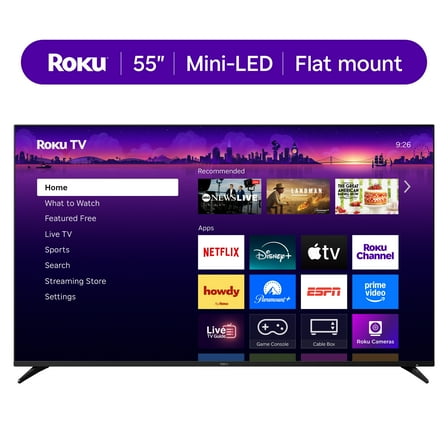 Roku Smart TV 2025  55- Inch Pro Series, 4K QLED Mini-LED TV  Roku TV with Backlit Voice Remote Pro