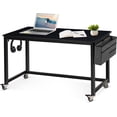 thumbnail image 1 of 55" Rolling Computer Desk with 4 Smooth Wheels, Simple Style Mobile Writing Desk Home Office Study Table Movable Workstation with Metal Frame, 1 of 14