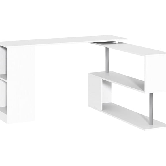 55" Rotatable L-Shaped Desk / Ample Space for Laptop and Printer