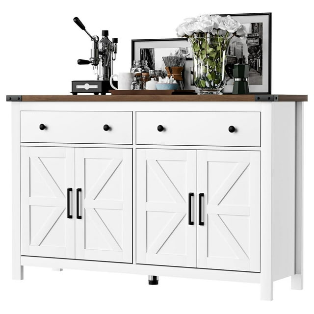 55" Sideboard Buffet with Storage, Coffee Bar with 2