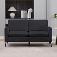 thumbnail image 1 of 55" Small Loveseat Sofa for Small Spaces,Leather Upholstered 2-Seater Sofa Couch Single Casual Sofa Chair for Living Room Office,Black, 1 of 8