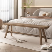 55" Solid Wood Bench, Rustic Farmhouse Wood, Narrow Seating Bench for Entryway, Living Room, Indoor and Outdoor