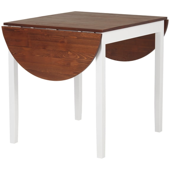 55 Solid Wood Drop Leaf Kitchen Table for Small Spaces, Folding Dining Table with Pine Construction, Brown