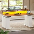 thumbnail image 1 of 55" Standing Desk with LED Lights and Storage, Modern Fluted Stand Up Desk, Height Adjustable Home Office Desk, 1 of 7