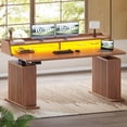 thumbnail image 1 of 55" Standing Desk with LED Lights and Storage, Modern Fluted Stand Up Desk, Height Adjustable Home Office Desk, 1 of 7