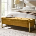 thumbnail image 1 of Tina's Home 55" Upholstered Storage Bench Tufted End of Bed Bench Bedroom Entryway Mustard, 1 of 9