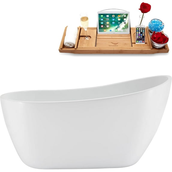 55" Streamline NB5200ORB Soaking Freestanding Tub and Tray With Internal Drain in Matte Oil Rubbed Bronze