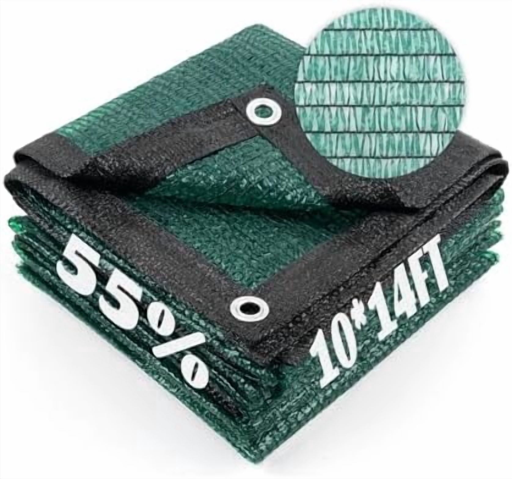 55% Sun Shade Cloth Mesh Tarp with Grommets for Plant Cover 10x14ft Patio Canopy Garden Pergola Greenhouse Car Barn Kennel Dark Green